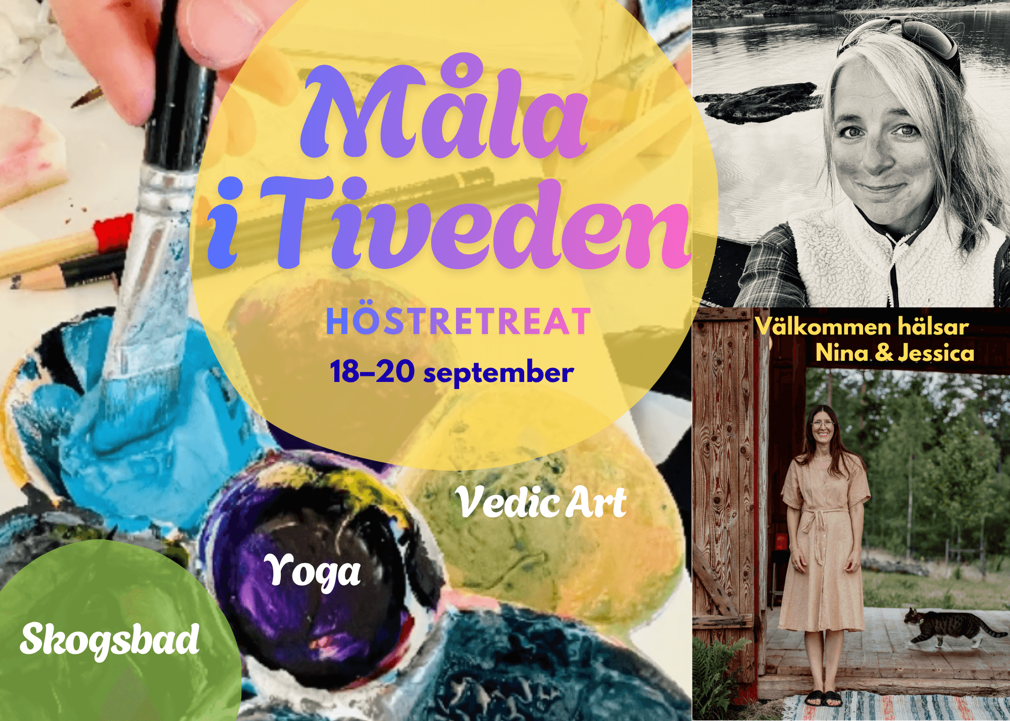 Retreatinbjudan som kombinerar måleri med yoga, skogsbad och gårdsliv